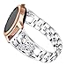 Produktbild Glowjoy Armband Kompatibel für Samsung Galaxy Watch 46mm,Edelstahl-Uhrenarmband Ersatz Strap Verstellbar Uhrenarmband Damen Armbänder Eleganter Kristall Strass Diamant Bracelet Watch Band (Silber)