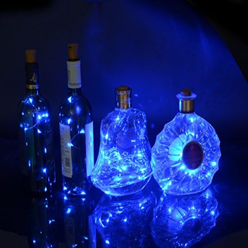 LXINGS Pack of 9 Cork Shape Mini String Lights,46cm/18in Silver Wire Light Starry Light For Bottle DIY, Wedding and Christmas Party (Blue)