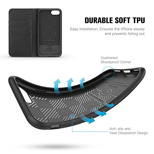 iPhone 8 Case, iPhone 7 Case, SHIELDON iPhone 8 Wallet Case with [TPU Inner Shell][Card Slots] [Magnetic Closure][Lifetime Warranty] Stand Feature Folio Leather Flip Case for iPhone 7/ 8 (4.7