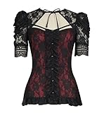  Gothic Rockabilly Damen Bluse Gr. 42, schwarz