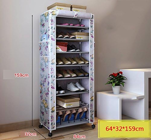 Home to strengthen the mobile dustproof simple shoe rack stainless steel multi-layer sunscreen balcony Oxford cloth shoe cabinet disassembly combination ( Color : Gray )