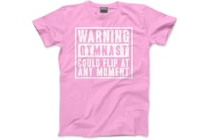 HOTSCAMP Kids Gymnast Tee Warning Gymnast Could Flip at Any Moment Childs T-Shirt - Gymnastics Club Squad Cartwheel Handstand Shirt