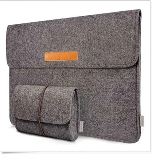 ATUSIDUN Felt Sleeve Cover Carrying Protective Bag with Car Slot and Charger Pouch for 15.4-15.6 Laptop &amp; Netbook Dark Grey
