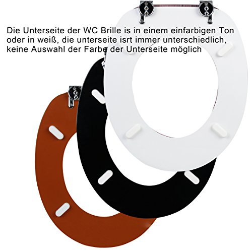 Toilettensitz #20 Premium WC-Sitz mit Absenkautomatik, MDF Holz Kern, Softclose, verchromte Scharniere, Antibakteriell, Antirutsch Noppen (Heart Krone WS2657) - 5