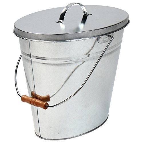 Jago Ascheneimer Kohleneimer Eiseneimer mit Deckel und Griff, 14 Liter, 35/35/27 cm