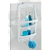 Beyaz, 3 Katlı Banyo Duş Rafı - Askılıklı Banyo Organizeri - Delmeden Montaj