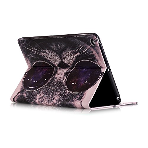 iPad Air 2 Hülle,iPad 6 Case,iPad Air 2 Ledertasche – Felfy PU Ledertasche Luxe Bookstyle Flip Standfunktion Magnetverschluss Ledertasche Muster Eule Schmetterling Pfingstrose AugeBunte Malerei Retro Painted Abdeckung Schutzhülle Ablösbar Handliche Case Tasche Etui für Apple iPad Air2 (iPad 6)(Domineering Katze) + 1 x Schwarz Stylus + 1 x Farbe Eule Dust Plug - 4
