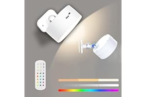 Fudinu Indoor LED Wall Lamp, Magnetic Wall Sconce with Touch & Remote Control, 360° Rotatable Reading Light, Dimmable Rechargeable Battery Light for Bedroom, Living Room(White)