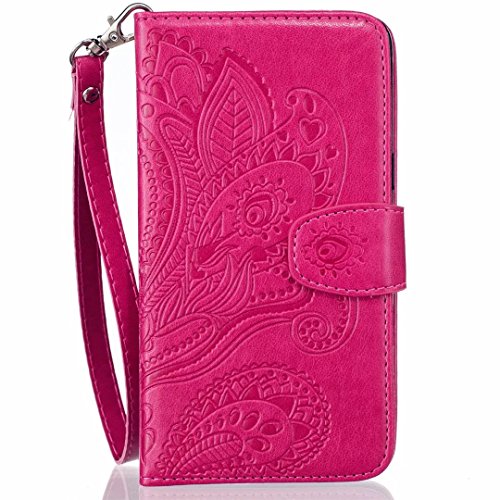iPhone 7 Hülle (4.7 Zoll), MUTOUREN iPhone 7 leder – PU Brieftasche Schutzhülle iPhone 7 Schlag-Mappen-Kasten-Abdeckung mit Credit Card Slots im Book Style [Kratzfeste, Scratch-Resistant] Bumper Pfau Blumen Schwarz + Metall Stylus Stift - 2