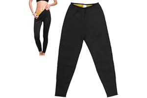 DOACT Pantalones de Mujer de Color sólido Pantalones de Sauna de Neopreno Delgados Cintura Alta Elástico Forro Amarillo Pantalones de Yoga Casuales Pantalones Largos