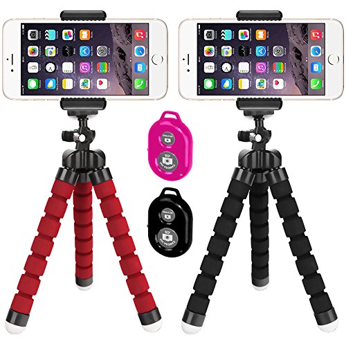 2 Pack Flexible Stativ, DLAND Tragbarer und verstellbarer Stativhalter fr iPhone, Mobiltelefon, Kamera mit Universalclip und Fernbedienung.