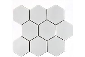 CONWIRE Hexagon uni weiß matt Keramik Mosaik Fliese 95x110x6,5mm