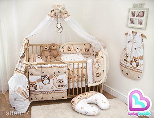 10 Piece Cot Bedding Set with Safety Padded Bumper (Fits Cot 120x60 cm, Pattern 7)