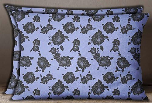 S4Sassy 2 Pcs Decorative Cotton Poplin Floral Print Light Purple Sham Pillow Case Sofa Cushion Cover-24 x 36 Inches