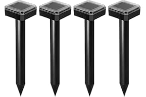 LEIPING 4 x Solar Ultrasónico Ahuyentador de Topos, Ahuyentador de Ratas, Impermeable Repelente de Topo Solar para Jardin y Cámping, Anti Topos, Serpientes, Ratones-Black
