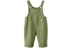 Runstarshow Toddler Baby Boys Girls Overalls Kids Cotton Dungarees with Pockets Baby Bib Pants Outdoor Playsuit Summer Sleeveless Jumpsuit for 6 Months - 6 Years