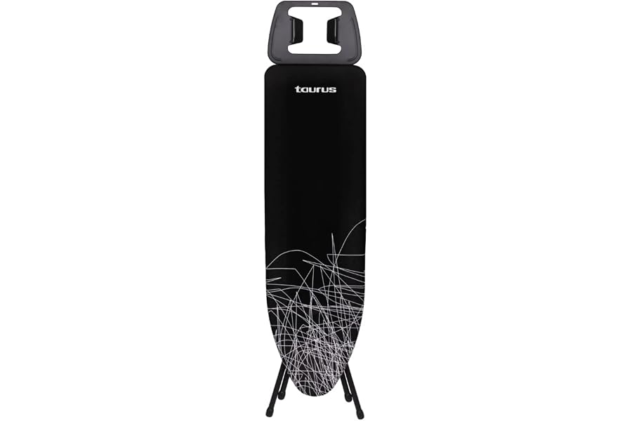 Taurus - Tabla de Planchar Argenta Black, 110x32cm, Altura Regulable, Plegable, Funda Resistente 100% Algodón, Estructur