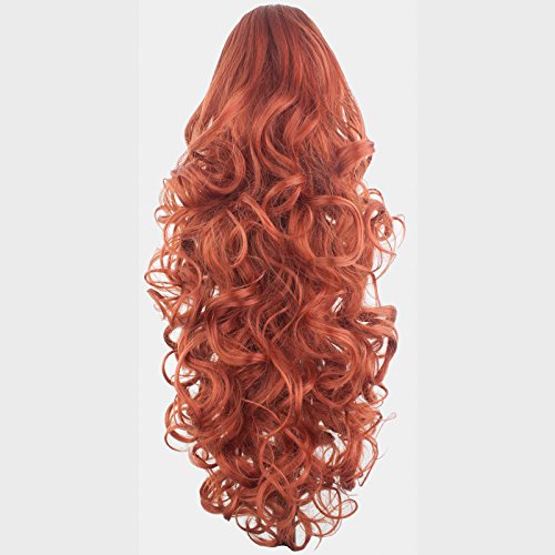 Elegant Hair - 17" PONYTAIL - CURLY - Copper #350 - REVERSIBLE 2 Styles in 1 - Clip in Hair Piece Extension - Claw Clip Attachment - Weight 220g