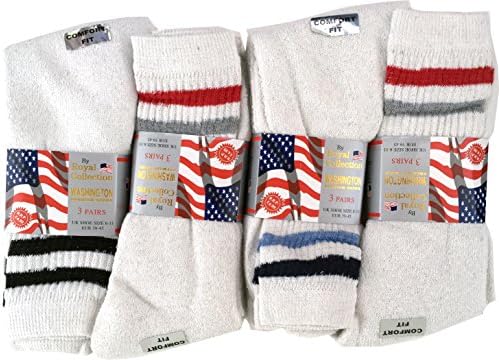 12 pairs Mens White Terry Towelling Sports Socks with stripe on welt (GTM-Line-12W)