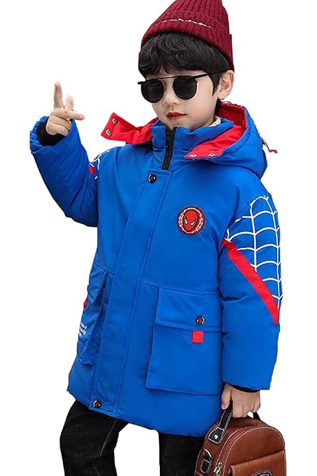Veste Spider-Man Pour Garçon - Blouson D'hiver Chaud à Capuche - Taille 4 Ans - Bleu - Idéal Pour Les Petits Super-héros