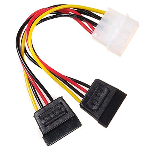 Maclean MCTV-632 Adapter Power Molex Stromkabel 1x 4pin Stecker an 2x 15pin Buchse 2xSATA SATA HDD Kabellänge 15cm
