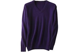 DNINMIM Men's Solid V-Neck Cashmere Knitted Sweaters Winter Casual Long Sleeve Warm Jumper Pullovers