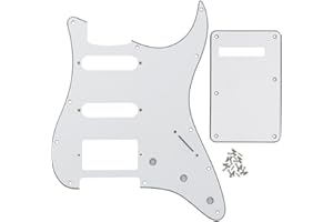 IKN 11 Hole Chitarra Strat Battipenna SSH e Tremolo Cavity Backplate con viti di montaggio per Fender Standard Stratocaster statunitense/messicana, 3 strati bianco