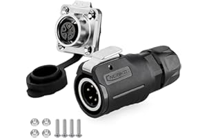 CNLINKO LP-16 Conector impermeable IP68 para cable Conector circular industrial Conector antiinterferencias Conector de aviación estanco de liberación rápida M16 2-9 Pines Zócalo de brida (5 Pines)