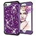 Produktbild 3 in 1 Glitzer Hülle für iPhone 6S/iPhone 7/iPhone 8,Anti-Kratzer Stoßfest Hart SchutzHülle für iPhone 6S/iPhone 7/iPhone 8,Moiky Stilvoll Lila + Schwarz Ultra Dünn 360 Grad Diamant Brillant Full Body Schwer Pflicht Stoßdämpfend PC Abdeckung Telefonkasten Handytasche mit Gratis Displayschutzfolie