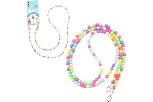 AWOGIPD 60 CM Bunte Perlen Handy Lanyard Perlen Handykette Telefon Kette Handgelenkschlaufe Handy Hülle Anhänger Schlüsselbund Anti Verlorene Handy Schmuck Hängen Chian für Damen Und Mädchen