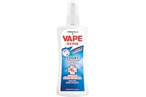 Vape Derm Sport - Lozione Antipuntura Resistente al Sudore, Non Unge, Protezione 6 Ore da Zanzare e 7 Ore da Zecche, Ideale per Attività Sportive All'Aperto, Confezione da 100ml