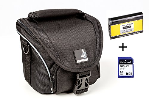 Etui de rechange pour Sony DSC-HX400V - Etui photo noir + batterie de rechange NP-BX1 + carte SD 16 Etui de rechange pour Sony DSC-HX400V - Etui photo noir + batterie de rechange NP-BX1 + carte SD 16