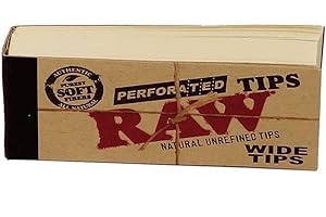 RAW Lot de 20 carnets de 20 embouts filtrants larges et larges perforés non blanchis