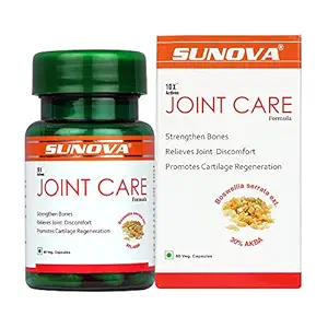 SUNOVA Joint Care Capsules, A Joint Health Support Supplement Made with Boswellia Serrata Extract and 30% AKBA for Strengthening Bones and Relieving Joint Discomfort, 60 Veg Capsules