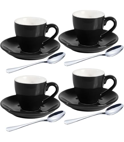 ASA Espressotasse à Table Ligne Noir Mit Untertasse - 0,07 L, Weiß Mit Schwarzem Rand