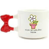 K&uuml;&ccedil;&uuml;k Bir Hatırlatma:&Ouml;zelsin. El Yapımı Krem Parlak Kurdele Kulp Kupa - El İş&ccedil;iliği Hediyelik Kupa Bardak Mug