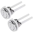 2 Pcs Standard 38 mm Toilet Buttons with Four Rods Dual Push Button Toilet Flush Button for Toilet Closestool Cistern Replacement Accessories (Silver)