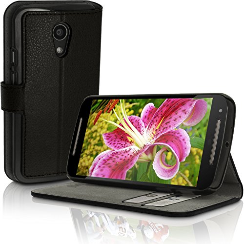 igadgitz U3463 igadgitz Premium PU Cuero Funda Cartera Tapa Carcasa Para Motorola Moto G 2    Generaci  n 2014 XT1068  G2  Piel Flip Case Cover Con Ranura Para Tarjetas y Soporte y Cierre Magn  tico y Protector Pantalla - Negro