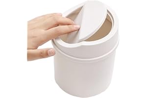 Joyivike Poubelle de Table Portable avec Couvercle - Pour Salle de Bain, Bureau, Chambre - Blanc