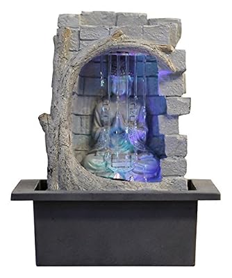 Zen'Light BOUDDHA-RIDEAU-D-EAU Fontaine Polyrésine Gris/Noir 21 x 21 x 25 cm