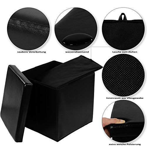 STILISTA® Sitzwürfel „CUBE“, 38x38x38cm, Faltbox aus MDF + Kunstleder, Sitzbox faltbar, 10 Farbvarianten, Sitzhocker 3 Jahre Garantie - 4