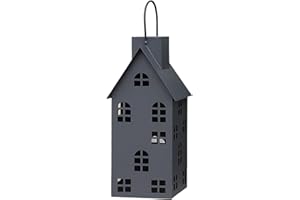 UNUS Solar Metall Haus 40 cm Grau Außenbereich Laternen Deko für Garten Terrasse und Eingangsbereich Stimmungsvolle Beleuchtung