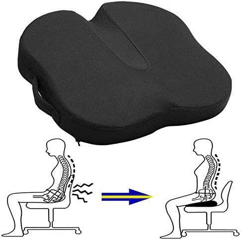 Butferfly Memory Foam Coccyx Seat Cushion for Office Car Seats Back Pain Relief, Sciatica and Tailbone Pain, anti-slip bottom