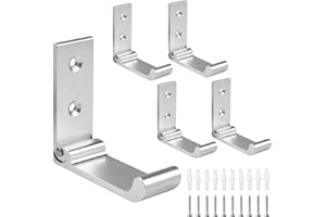 HEKOBAG 5 Stück Faltbare Wandhaken 90° Faltbare Kleiderhaken Klapphaken Rostfrei Wandhalterungshaken Aluminiumlegierung Kleiderbügelhaken mit Schrauben für Küche, Schlafzimmer, Badezimmer