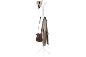GENERIC Coat Stand with 12 Hooks Coat Rack 3 Tier Freestanding Metal Hanger hat stand Multifunctional Handbag Jacket Umbrella Hanging Organiser for Homes Office Entryway Hallway White 175CM