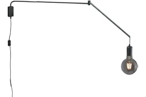 MEINEWUNSCHLEUCHTE TRIO Beleuchtung - Grande lampada da parete a LED con braccio orientabile, con cavo lungo con interruttore e spina, colore nero