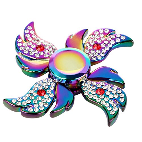 Saingace Regenbogen Aluminium Metall Tri Hand Finger Spinner Fidget EDC Schreibtisch Spielzeug Gyro