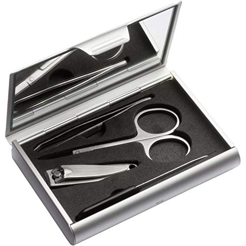 Preisvergleich Produktbild REFLECTS Manikürset - 4-teilig - Pinzette - Nagelfeile - Knipser - Nagelschere - Spiegel