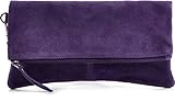  CNTMP, Damen Handtaschen, Clutches, Clutch, Unterarmtaschen, Abendtaschen, Party-Bags, Trend-Bags, Velours, Veloursleder, Wildleder, Leder Tasche, Farbe:Lila;Größe:LARGE