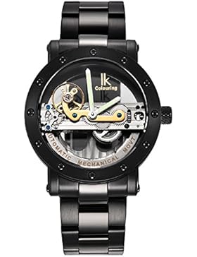 Alienwork IK mechanische Automatik Armbanduhr Skelett Automatikuhr Uhr Herren Uhren Tourbilon-Style Design Edelstahl...